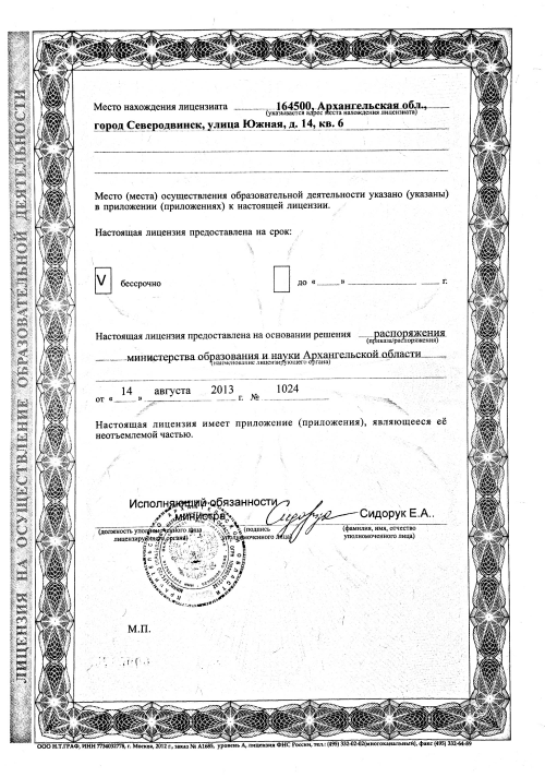 Лицензия. Третья страница